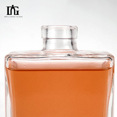 Beverage 500ml Square Flat Shoulder Clear Glass Bottle for Liquors and Beverages