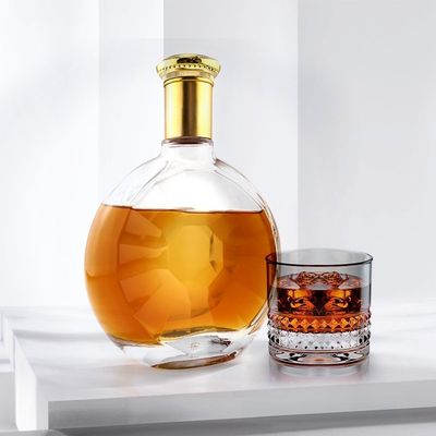 Custom Round Irregular Smooth Surface Glass Bottle for 700ml Gin Whisky Production