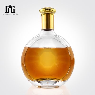 Custom Round Irregular Smooth Surface Glass Bottle for 700ml Gin Whisky Production
