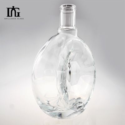 Custom Round Irregular Smooth Surface Glass Bottle for 700ml Gin Whisky Production