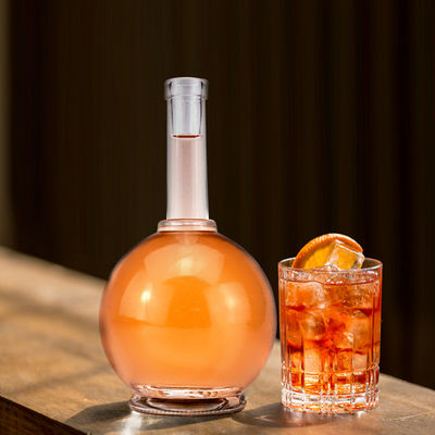 Glass Bottle 500ml Long Neck Round Bottom Custom Empty Alcohol Bottle for Whiskey Vodka