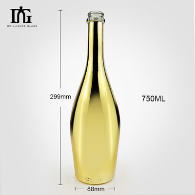 700ml 750ml Industrial Beverage Electroplated Glass Bottle with Cork Customization