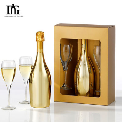 700ml 750ml Industrial Beverage Electroplated Glass Bottle with Cork Customization