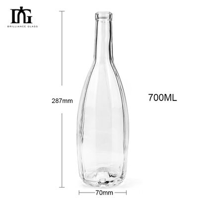 OEM/ODM Acceptable Transparent Glass Bottle 700ml 750ml for Liquors and Beverages