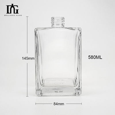 Glass Collar Material Square Clear Flat Shoulder 500ml 700ml Whiskey Bottle with Cork