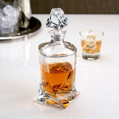 750ml Frosted Whisky Liquor Glass Bottle with Engraved Design and Base Material Glass