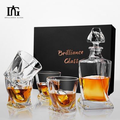 750ml Frosted Whisky Liquor Glass Bottle with Engraved Design and Base Material Glass