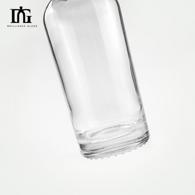 Glass Collar 500ml 700ml 750ml Whiskey Brandy Empty Bottle with Cork and Screw Cap