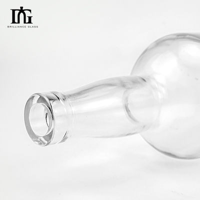Glass Collar 500ml 700ml 750ml Whiskey Brandy Empty Bottle with Cork and Screw Cap