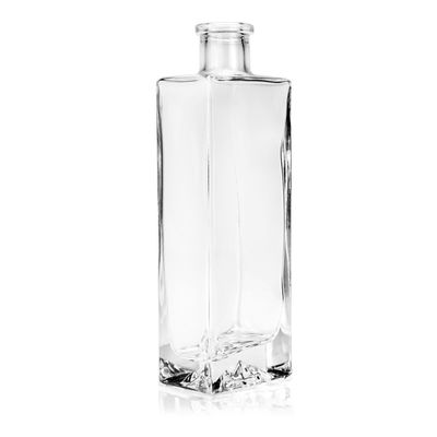 Capacity 500ml Flat Empty Clear Glass Liquor Bottle for Whisky Rum Spirits Vodka Gin