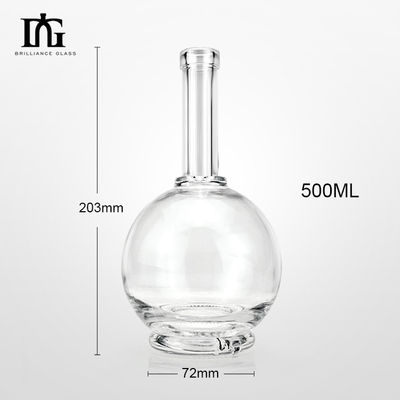 Collar Glass Material 500ml Rum Whiskey Bottle with Customized Screen Printing and More