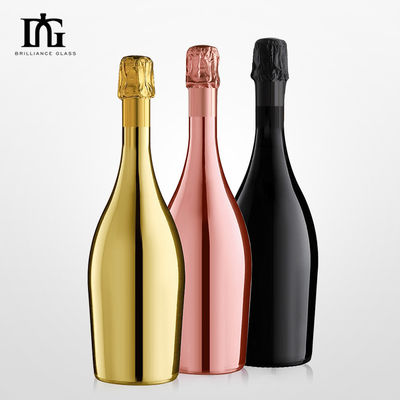 75cl Electroplated Gold Blue Pink Empty Spirits Champagne Glass Bottle With Metallic Effect