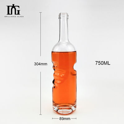 200ml 375ml 500ml 750ml 1000ml round empty flint glass liquor wine gin Whisky Vodka tequila glass bottle with cork lid