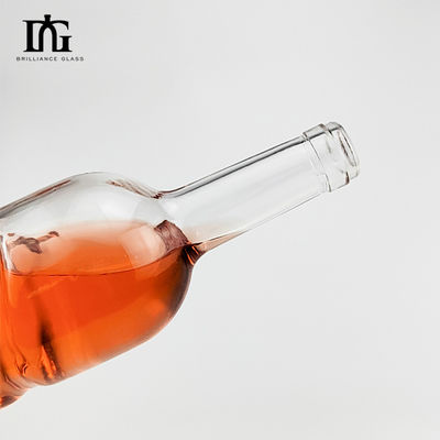 200ml 375ml 500ml 750ml 1000ml round empty flint glass liquor wine gin Whisky Vodka tequila glass bottle with cork lid