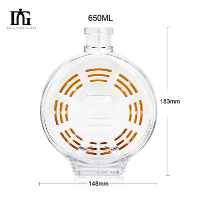 Body Material Glass 70cl 75cl Heart Round Shape Customized Liquor Bottle with Cork
