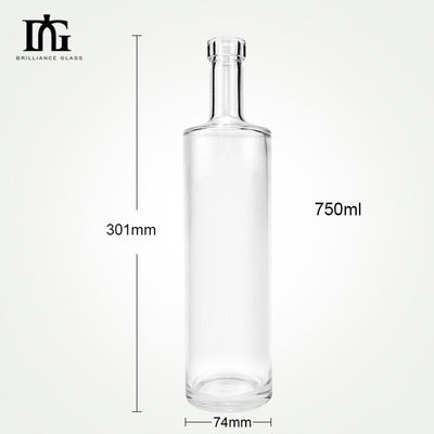Industrial Beverage 750ml Clear Gin Vodka Ice Wine Glass Bottle with CORK Sealing Type