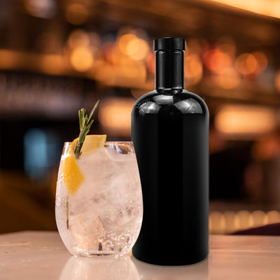 Tequila Unique Design 700ml 1000ml Matte Black Olive Oil Glass Bottles With Corked