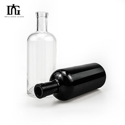 Tequila Unique Design 700ml 1000ml Matte Black Olive Oil Glass Bottles With Corked