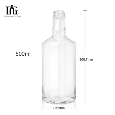 Custom Transparent Glass Bottle for Gin/Brandy 500ml Capacity Acceptable OEM/ODM
