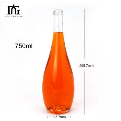 Glass Collar 750ml Empty Packaging Wine Bottle for Custom Vodka Juice Whiskey Beer