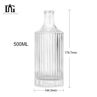500ml Clear Glass Vodka Liquor Gin Rum Tequila Spirits Bottles with Transparent Design