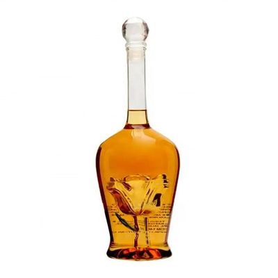 750ML Handmade Blown Glass Liquor Wine Bottles with Unique Decorated Rose Flower Shape