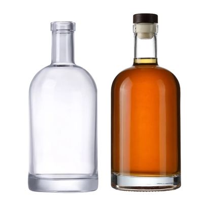 Glass Collar 500ml 700ml 750ml Nordic Empty Transparent Liquor Bottle for Vodka Oslo