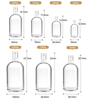Glass Collar 500ml 700ml 750ml Nordic Empty Transparent Liquor Bottle for Vodka Oslo