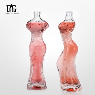 Screen Printed Glass Vodka Bottle 160ml with Unique Shaped Body and Painted Design