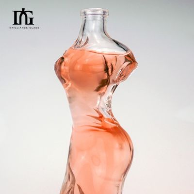 Screen Printed Glass Vodka Bottle 160ml with Unique Shaped Body and Painted Design