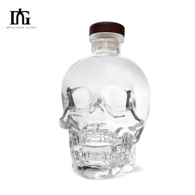 Custom 500ml/750ml Skull Bottle Acceptable Customer's Logo with Cork Screw Cap Type