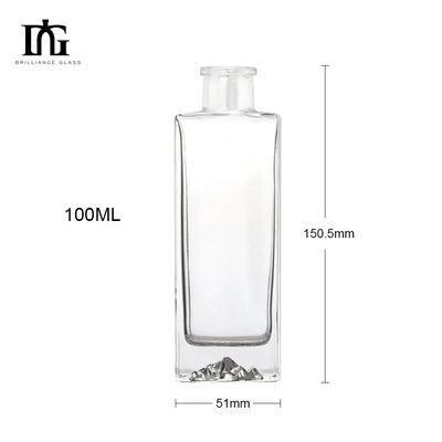 Material Glass Collar 700ml 750ml Clear Brandy Rum Whiskey Gin Vodka Bottle with Cork