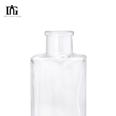 Material Glass Collar 700ml 750ml Clear Brandy Rum Whiskey Gin Vodka Bottle with Cork