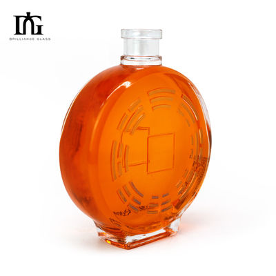 Glass Collar 450ml 700ml 750ml Rum Vodka Whisky Liquor Gin Spirit Bottle with Cork