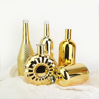 Glass Base 500ml 750ml Gold Electroplated Wine Bottle with Sealing Cork Base Material