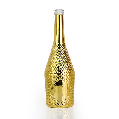 Glass Base 500ml 750ml Gold Electroplated Wine Bottle with Sealing Cork Base Material