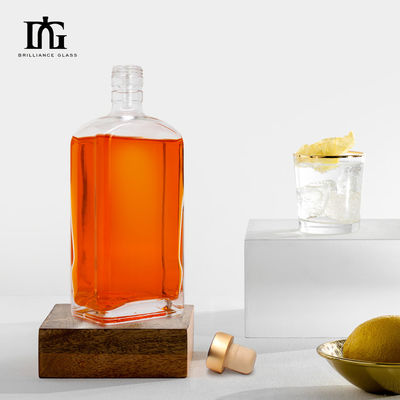 500ml 700ml Custom Juice Beverage Liqouur Spirits Glass Bottle with Cork and Screw Cap