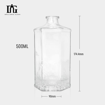 Sealing Type Cork 500ml Clear Liquor Glass Bottles for Tequila Spirits