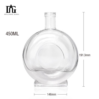 450ml 500ml Glass Bottle for Liquors and Spirits Customize Clear Round Classical Empty