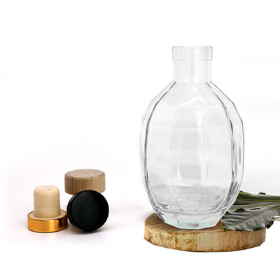 Glass Body 250ml 375ml 500ml Vodka Liquor Wine Spirit Bottle With Lid For Brandy Whisky