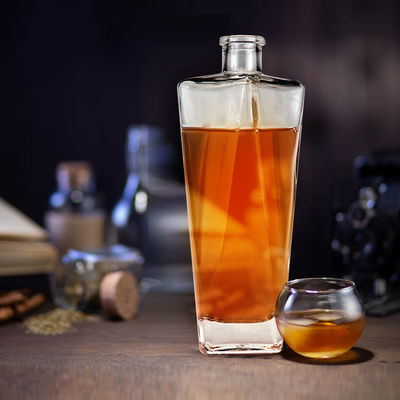 Custom Engraved Hot Stamping Label Transparent Glass Bottle 500ml 700ml 750ml 1000ml