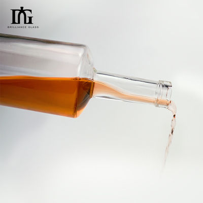 Engraving Surface Handling Glass Bottle With Cork Stopper for Liquors and Beverages