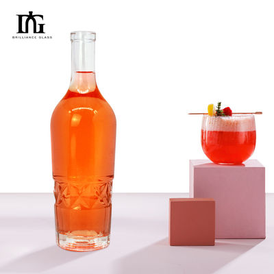 Clear Glass Juice Bottle 750ml 700ml for Liquor Drinking Base Material Custom Design