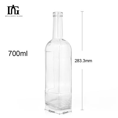 750ml 700ml 500ml Unique Shape Vodka Spirit Gin Rum Clear Glass Liquor Bottle with Cork