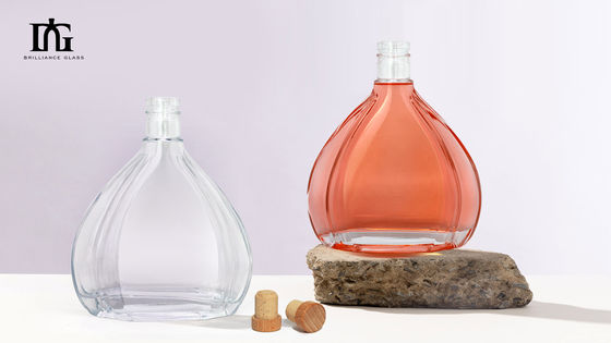 Transparent Round 700ml 750ml Glass Vodka Whisky Rum Bottle with Screw Cap and Sample