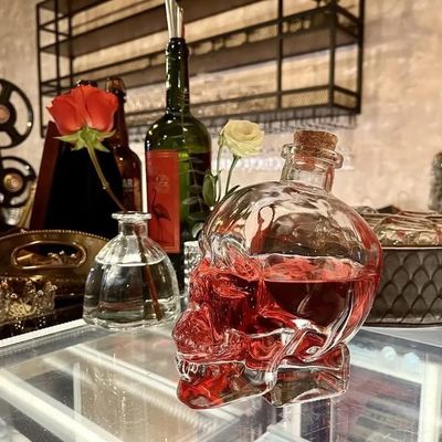 Skull Glass Bottle for Beer Screen Printing Hot Stamping Painting Engraving and More