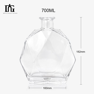 700ml Empty Alcohol Glass Bottles for Gin Rum Whiskey Vodka Engraved CORK Sealing Type