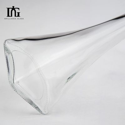 750ml Slim Clear Empty Glass Wine Bottle with Engraving and Polymer Rubber Stopper