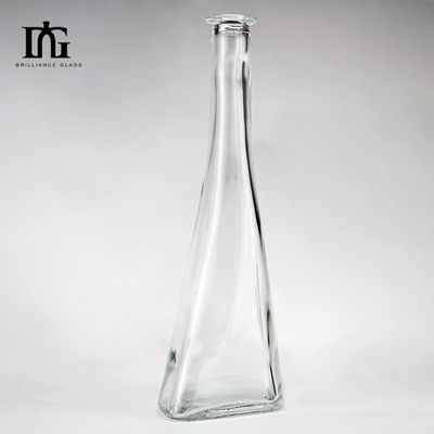 750ml Slim Clear Empty Glass Wine Bottle with Engraving and Polymer Rubber Stopper