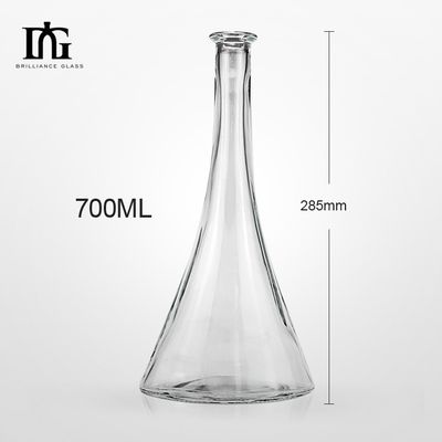 750ml Slim Clear Empty Glass Wine Bottle with Engraving and Polymer Rubber Stopper